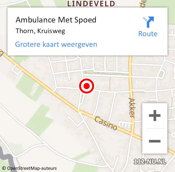 Locatie op kaart van de 112 melding: Ambulance Met Spoed Naar Thorn, Kruisweg op 22 december 2024 18:24