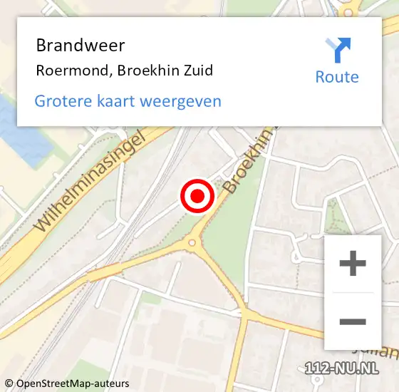 Locatie op kaart van de 112 melding: Brandweer Roermond, Broekhin Zuid op 22 december 2024 19:11