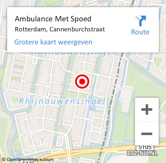 Locatie op kaart van de 112 melding: Ambulance Met Spoed Naar Rotterdam, Cannenburchstraat op 22 december 2024 19:17