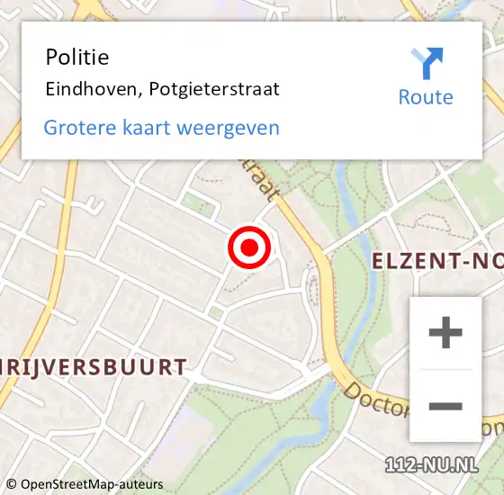 Locatie op kaart van de 112 melding: Politie Eindhoven, Potgieterstraat op 22 december 2024 19:33