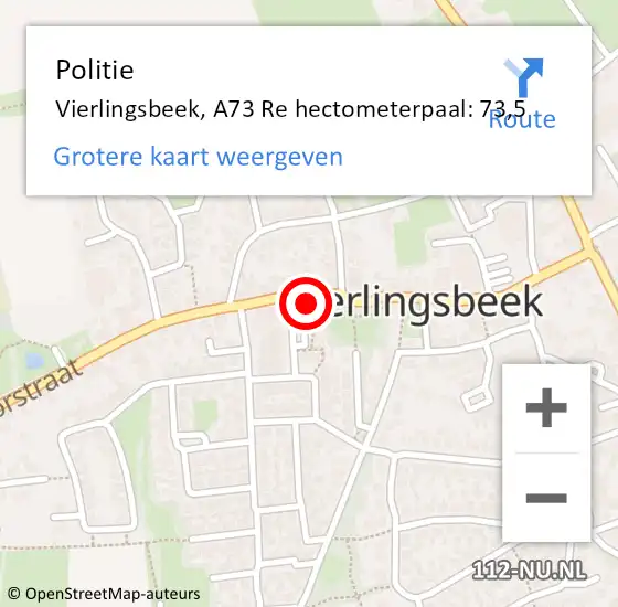 Locatie op kaart van de 112 melding: Politie Vierlingsbeek op 22 december 2024 19:42