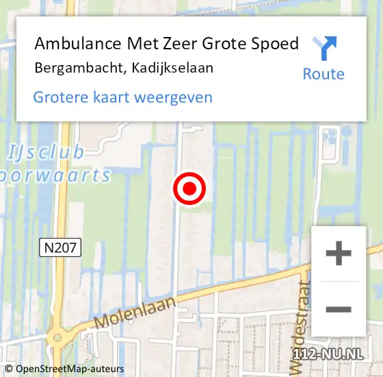 Locatie op kaart van de 112 melding: Ambulance Met Zeer Grote Spoed Naar Bergambacht, Kadijkselaan op 22 december 2024 19:43