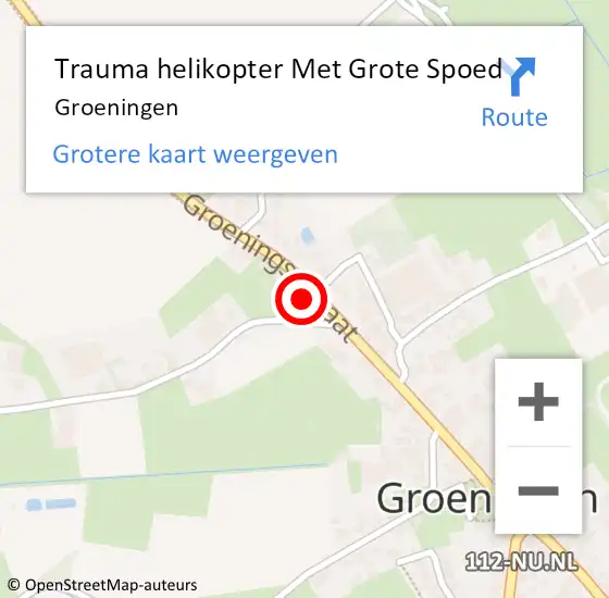 Locatie op kaart van de 112 melding: Trauma helikopter Met Grote Spoed Naar Groeningen op 22 december 2024 19:44