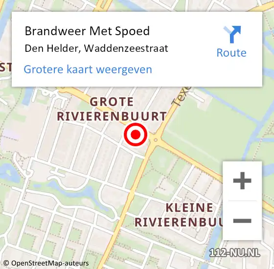 Locatie op kaart van de 112 melding: Brandweer Met Spoed Naar Den Helder, Waddenzeestraat op 22 december 2024 19:48