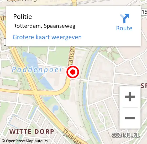 Locatie op kaart van de 112 melding: Politie Rotterdam, Spaanseweg op 22 december 2024 19:56