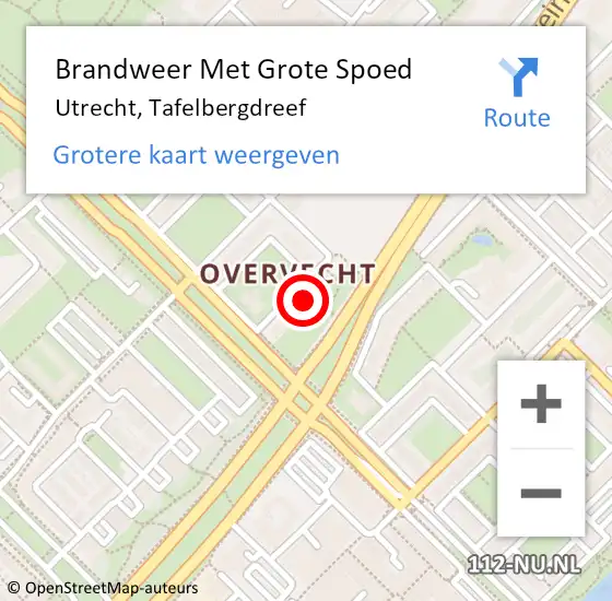 Locatie op kaart van de 112 melding: Brandweer Met Grote Spoed Naar Utrecht, Tafelbergdreef op 22 december 2024 20:27