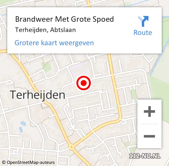 Locatie op kaart van de 112 melding: Brandweer Met Grote Spoed Naar Terheijden, Abtslaan op 22 december 2024 20:54