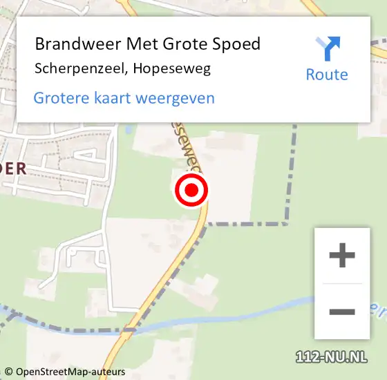 Locatie op kaart van de 112 melding: Brandweer Met Grote Spoed Naar Scherpenzeel, Hopeseweg op 22 december 2024 20:59