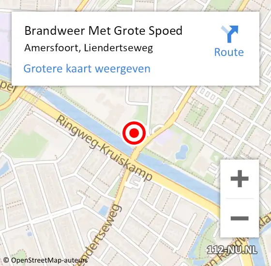 Locatie op kaart van de 112 melding: Brandweer Met Grote Spoed Naar Amersfoort, Liendertseweg op 22 december 2024 21:08