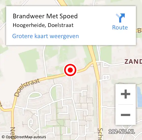 Locatie op kaart van de 112 melding: Brandweer Met Spoed Naar Hoogerheide, Doelstraat op 22 december 2024 21:31