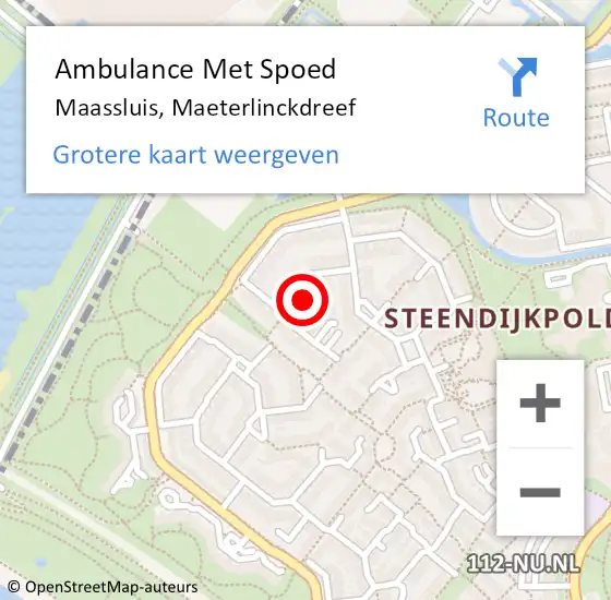 Locatie op kaart van de 112 melding: Ambulance Met Spoed Naar Maassluis, Maeterlinckdreef op 22 december 2024 22:13