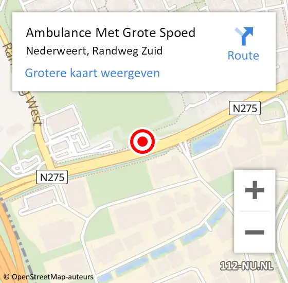 Locatie op kaart van de 112 melding: Ambulance Met Grote Spoed Naar Nederweert, Randweg Zuid op 22 december 2024 22:29