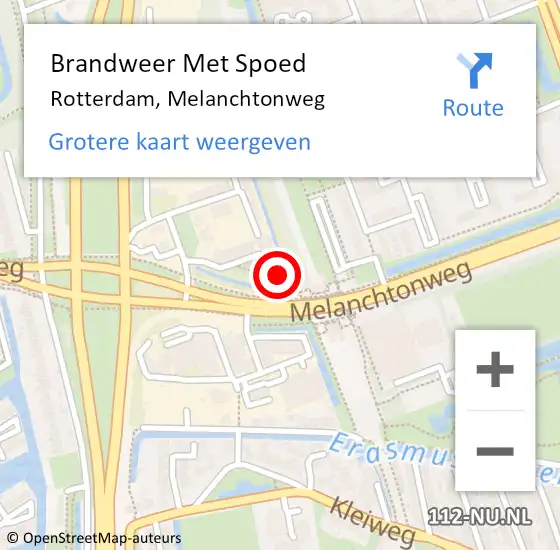 Locatie op kaart van de 112 melding: Brandweer Met Spoed Naar Rotterdam, Melanchtonweg op 22 december 2024 22:34