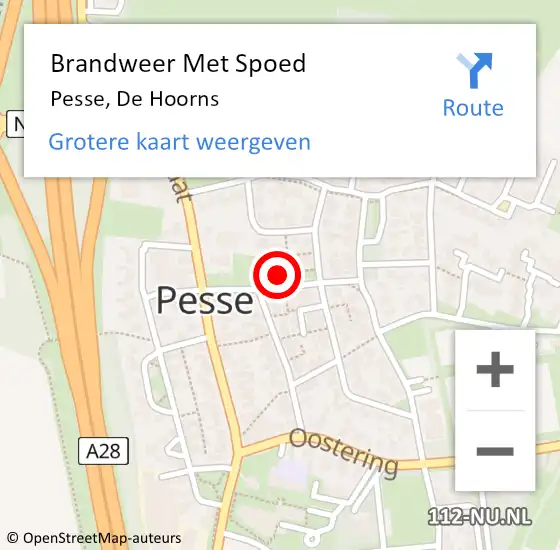 Locatie op kaart van de 112 melding: Brandweer Met Spoed Naar Pesse, De Hoorns op 22 december 2024 23:58