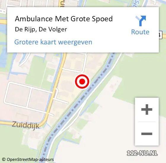 Locatie op kaart van de 112 melding: Ambulance Met Grote Spoed Naar De Rijp, De Volger op 23 december 2024 00:03