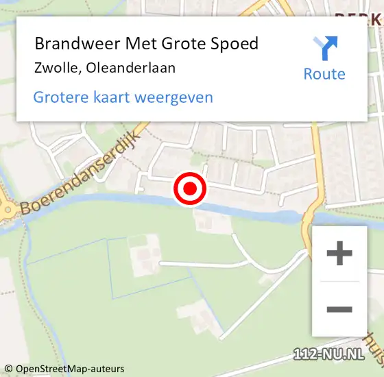 Locatie op kaart van de 112 melding: Brandweer Met Grote Spoed Naar Zwolle, Oleanderlaan op 23 december 2024 00:12