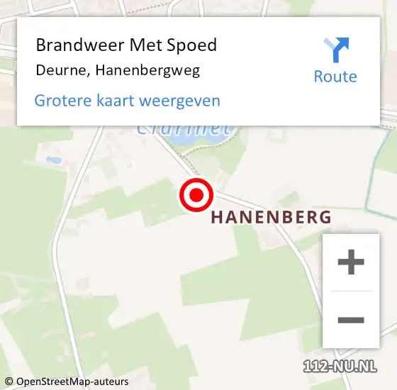 Locatie op kaart van de 112 melding: Brandweer Met Spoed Naar Deurne, Hanenbergweg op 23 december 2024 00:34