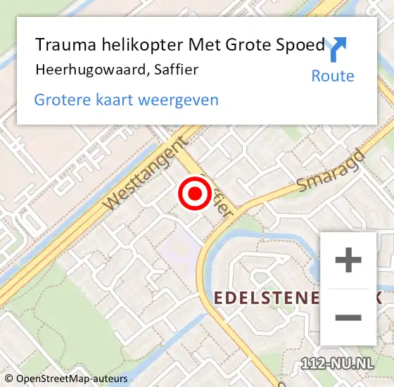 Locatie op kaart van de 112 melding: Trauma helikopter Met Grote Spoed Naar Heerhugowaard, Saffier op 23 december 2024 00:42