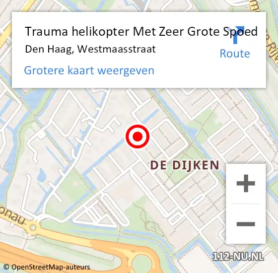 Locatie op kaart van de 112 melding: Trauma helikopter Met Zeer Grote Spoed Naar Den Haag, Westmaasstraat op 23 december 2024 01:28