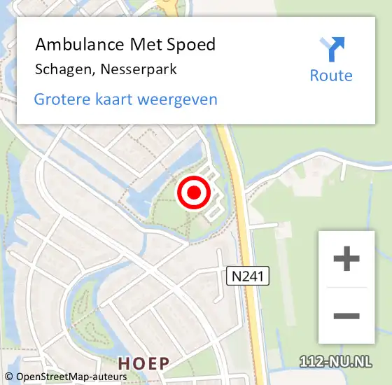 Locatie op kaart van de 112 melding: Ambulance Met Spoed Naar Schagen, Nesserpark op 23 december 2024 01:57