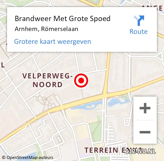 Locatie op kaart van de 112 melding: Brandweer Met Grote Spoed Naar Arnhem, Römerselaan op 23 december 2024 02:38