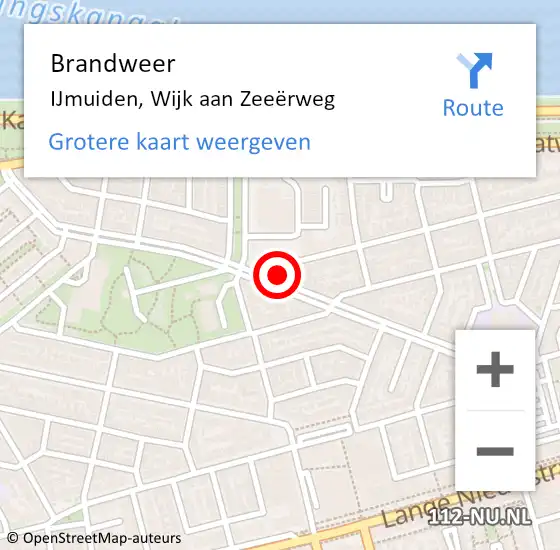 Locatie op kaart van de 112 melding: Brandweer IJmuiden, Wijk aan Zeeërweg op 23 december 2024 02:44