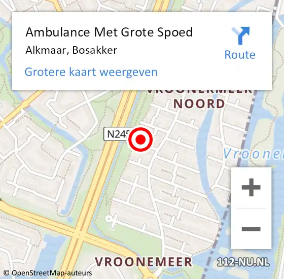 Locatie op kaart van de 112 melding: Ambulance Met Grote Spoed Naar Alkmaar, Bosakker op 23 december 2024 02:52