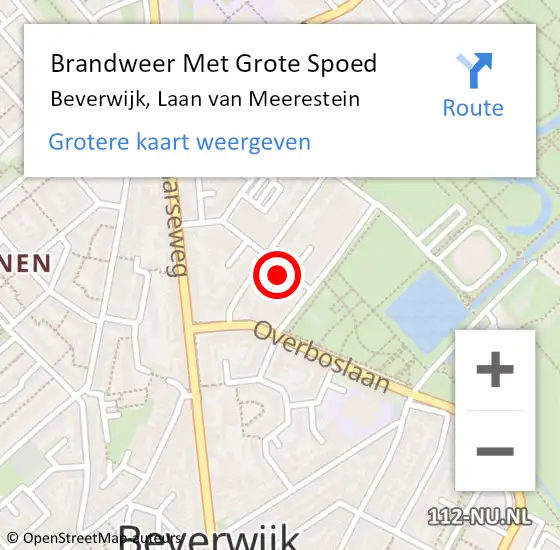 Locatie op kaart van de 112 melding: Brandweer Met Grote Spoed Naar Beverwijk, Laan van Meerestein op 23 december 2024 03:01