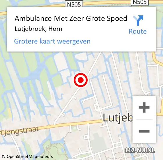 Locatie op kaart van de 112 melding: Ambulance Met Zeer Grote Spoed Naar Lutjebroek, Horn op 23 december 2024 04:05