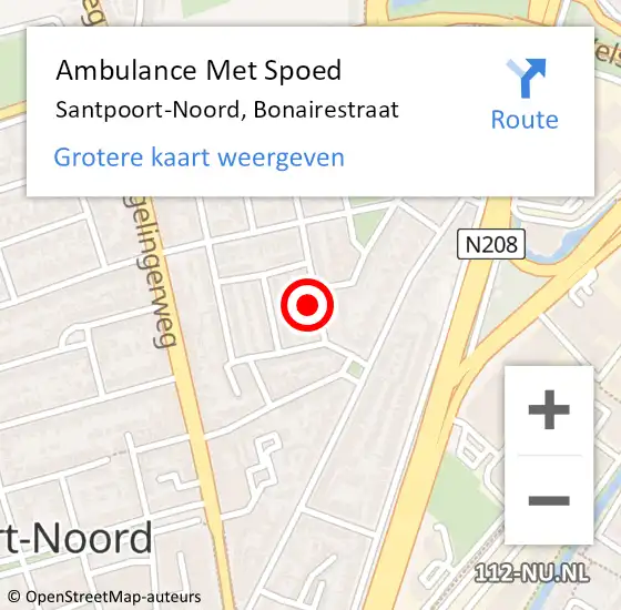 Locatie op kaart van de 112 melding: Ambulance Met Spoed Naar Santpoort-Noord, Bonairestraat op 23 december 2024 05:52