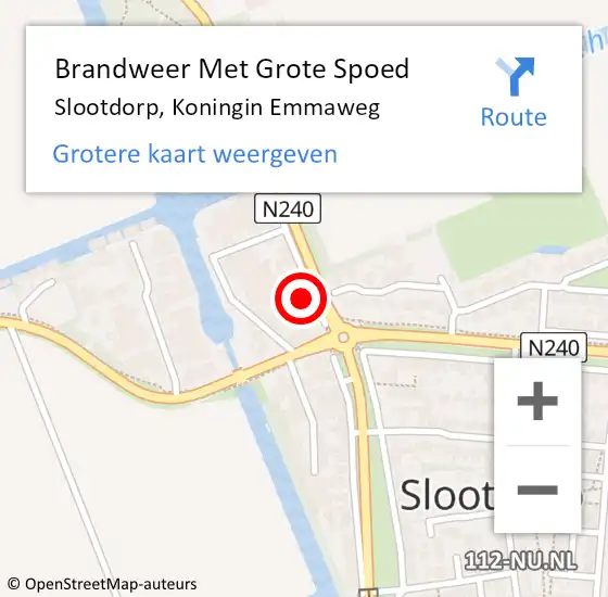 Locatie op kaart van de 112 melding: Brandweer Met Grote Spoed Naar Slootdorp, Koningin Emmaweg op 23 december 2024 06:14