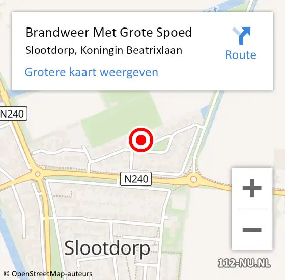 Locatie op kaart van de 112 melding: Brandweer Met Grote Spoed Naar Slootdorp, Koningin Beatrixlaan op 23 december 2024 06:16