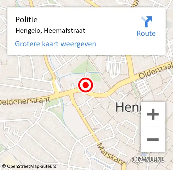 Locatie op kaart van de 112 melding: Politie Hengelo, Heemafstraat op 23 december 2024 06:22