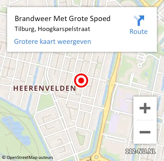 Locatie op kaart van de 112 melding: Brandweer Met Grote Spoed Naar Tilburg, Hoogkarspelstraat op 23 december 2024 06:42