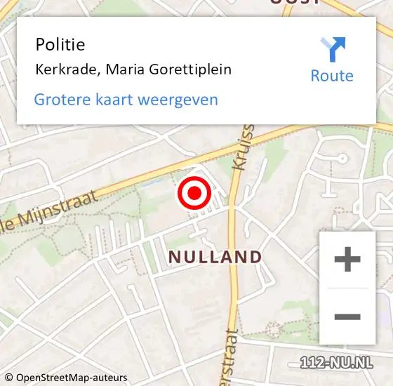 Locatie op kaart van de 112 melding: Politie Kerkrade, Maria Gorettiplein op 23 december 2024 07:00