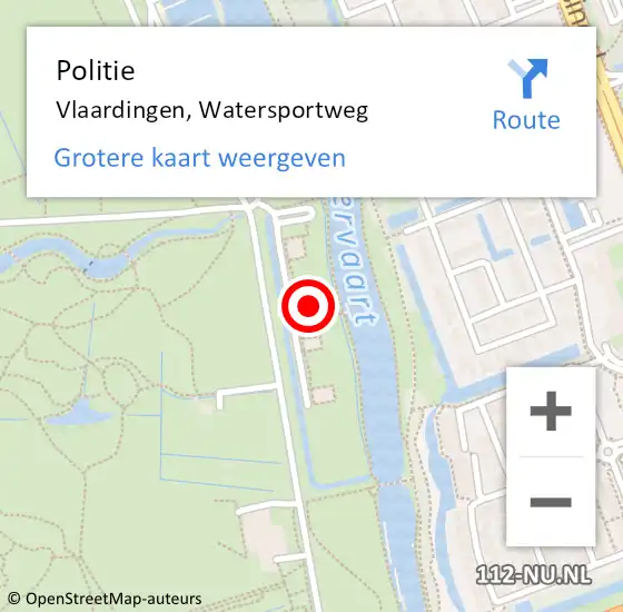 Locatie op kaart van de 112 melding: Politie Vlaardingen, Watersportweg op 23 december 2024 07:14