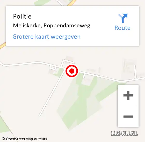 Locatie op kaart van de 112 melding: Politie Meliskerke, Poppendamseweg op 31 oktober 2014 11:16