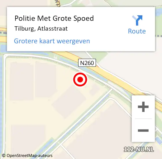 Locatie op kaart van de 112 melding: Politie Met Grote Spoed Naar Tilburg, Atlasstraat op 23 december 2024 07:47