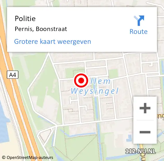 Locatie op kaart van de 112 melding: Politie Pernis, Boonstraat op 23 december 2024 08:24