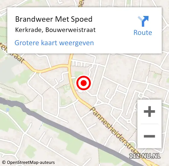 Locatie op kaart van de 112 melding: Brandweer Met Spoed Naar Kerkrade, Bouwerweistraat op 23 december 2024 08:25