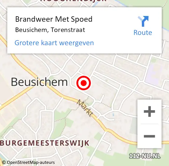 Locatie op kaart van de 112 melding: Brandweer Met Spoed Naar Beusichem, Torenstraat op 23 december 2024 08:29