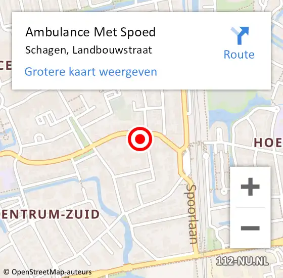 Locatie op kaart van de 112 melding: Ambulance Met Spoed Naar Schagen, Landbouwstraat op 23 december 2024 09:00