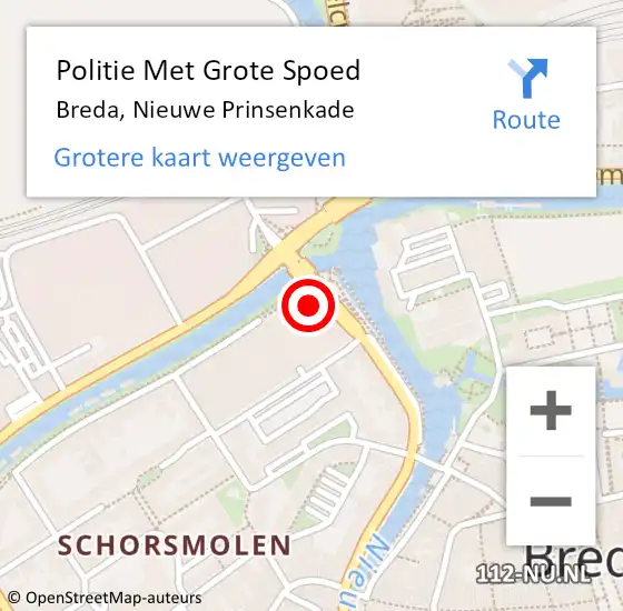 Locatie op kaart van de 112 melding: Politie Met Grote Spoed Naar Breda, Nieuwe Prinsenkade op 23 december 2024 09:04