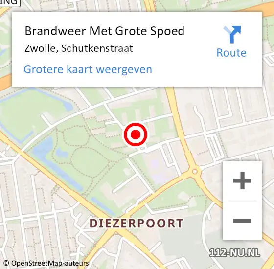 Locatie op kaart van de 112 melding: Brandweer Met Grote Spoed Naar Zwolle, Schutkenstraat op 23 december 2024 09:05