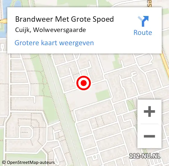 Locatie op kaart van de 112 melding: Brandweer Met Grote Spoed Naar Cuijk, Wolweversgaarde op 23 december 2024 09:08