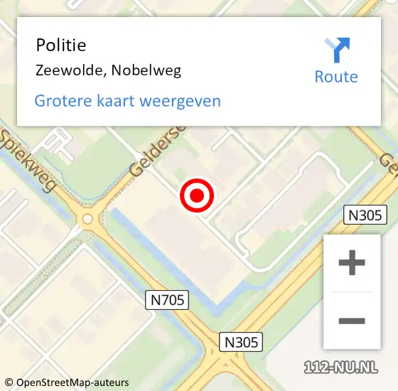 Locatie op kaart van de 112 melding: Politie Zeewolde, Nobelweg op 23 december 2024 09:56