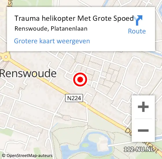 Locatie op kaart van de 112 melding: Trauma helikopter Met Grote Spoed Naar Renswoude, Platanenlaan op 23 december 2024 10:14