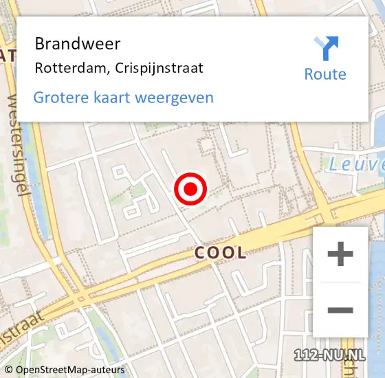 Locatie op kaart van de 112 melding: Brandweer Rotterdam, Crispijnstraat op 23 december 2024 10:49