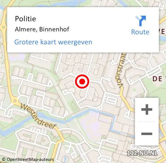 Locatie op kaart van de 112 melding: Politie Almere, Binnenhof op 23 december 2024 11:05