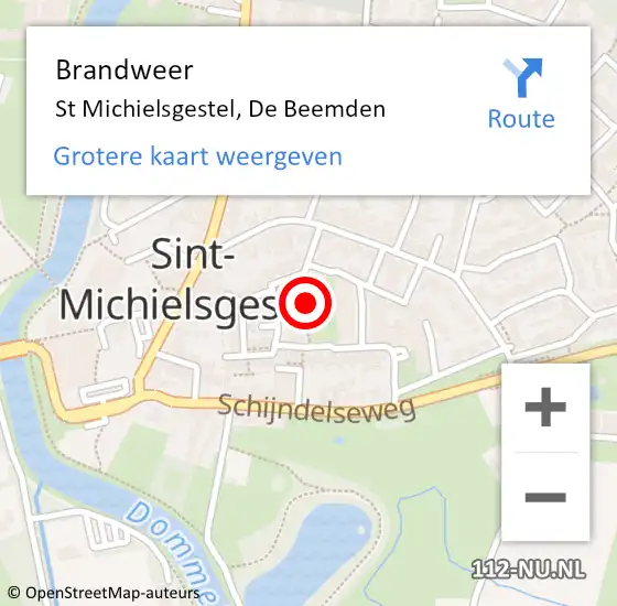 Locatie op kaart van de 112 melding: Brandweer St Michielsgestel, De Beemden op 31 oktober 2014 11:34